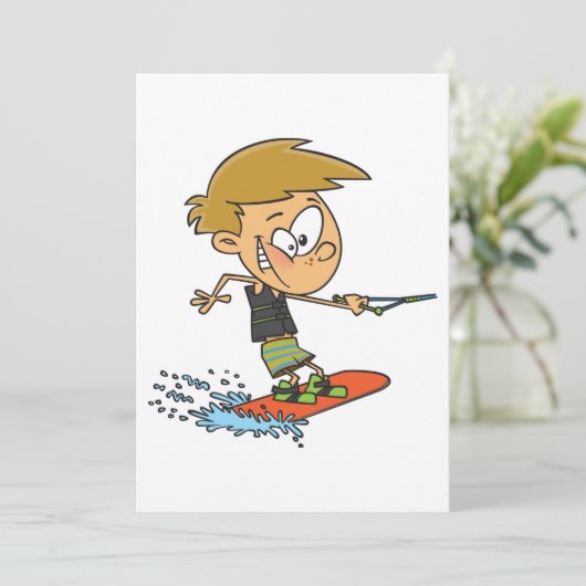 ボーイウェイクボーディングおもしろいサマーウォータースポーツ 招待状 (スタンド正面)