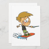 ボーイウェイクボーディングおもしろいサマーウォータースポーツ 招待状 (正面/裏面)