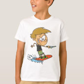 ボーイウェイクボーディングおもしろいサマーウォータースポーツ Tシャツ (正面)