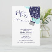 ボーイウェルカムベビーホットエアバルーンベビーシャワー 招待状 (スタンド正面)