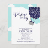 ボーイウェルカムベビーホットエアバルーンベビーシャワー 招待状 (正面/裏面)