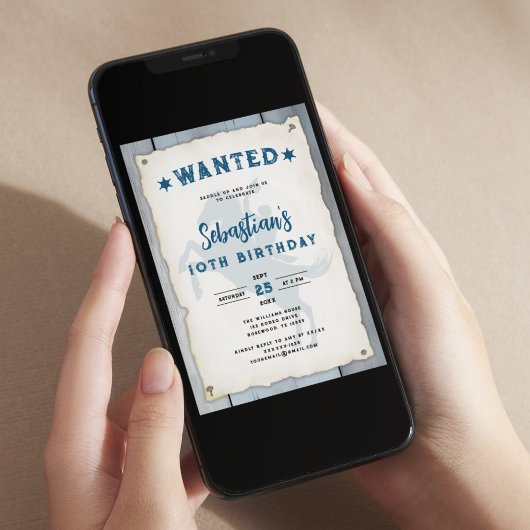 ボーイウエスタンカウボーイロデオ10th誕生日招待状 招待状