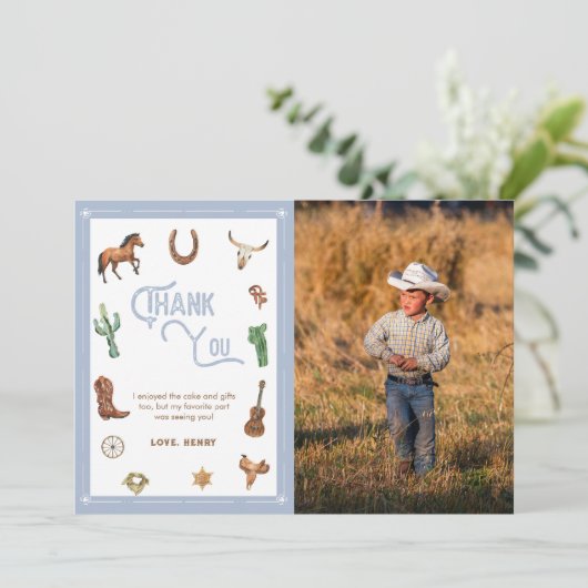 ボーイウエスタンファースト誕生日ロデオサンキューカード サンキューカード (スタンド正面)