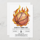 ボーイウォーお洒落トカラーバスケットボール誕生日 招待状 (正面/裏面)