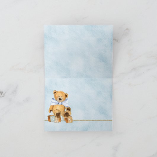 ボーイウォーターカラーベビーシャワーサンキューカード サンキューカード (内部)