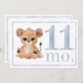 ボーイウォーターカラーマイルストーンイレブン月オールドカード 招待状 (正面/裏面)