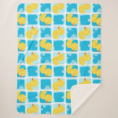 ボーイウォーターカラーラバーダック大市松模様に幅 シェルパブランケット (正面)