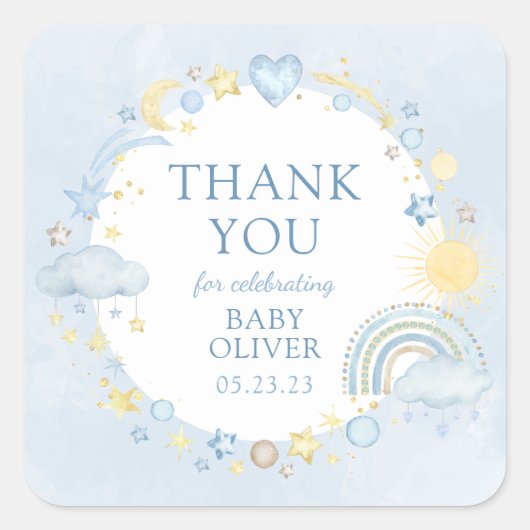 ボーイウォーターカラーレインボーシップと参照 スクエアシール (正面)