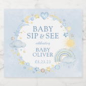 ボーイウォーターカラーレインボーシップと参照 スパークリングワインラベル (シングルラベル)