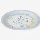 ボーイウォーターカラーレインボーベビーシャワー ペーパープレート (アングル)