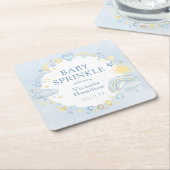 ボーイウォーターカラーレインボーベビー散布 スクエアペーパーコースター (アングル)