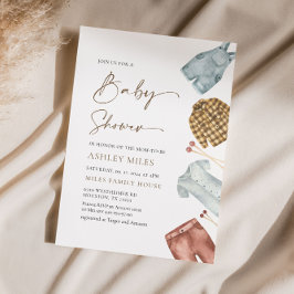 ボーイウォーターカラー服ベビーシャワー招待状 招待状