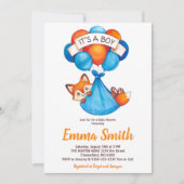 ボーイウォーター色のキツネベビーシャワー招待状 招待状 (正面)