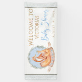 ボーイウッドランドキツネ秋ウィンターベビーシャワーバナー 横断幕 (縦)