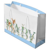 ボーイウッドランドディアベビーシャワーベビーギフト ラージペーパーバッグ (裏面アングル)