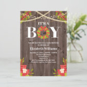 ボーイウッドリースクリスマスベビーシャワー 招待状 (スタンド正面)