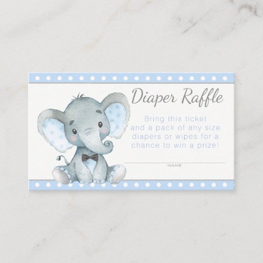 ボーイエレファントおむつラッフルチケット エンクロージャーカード (正面)