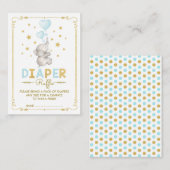 ボーイエレファントおむつラッフルブルー金ゴールドベビーインサート エンクロージャーカード (正面/裏面)