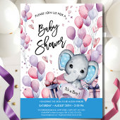 ボーイエレファントウォーターカラーブルーバルーン赤ちゃんシャワー 招待状