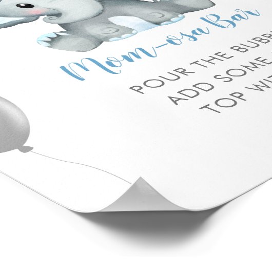 ボーイエレファントウォーターカラーベビーシャワーモモモモザバー ポスター (角)