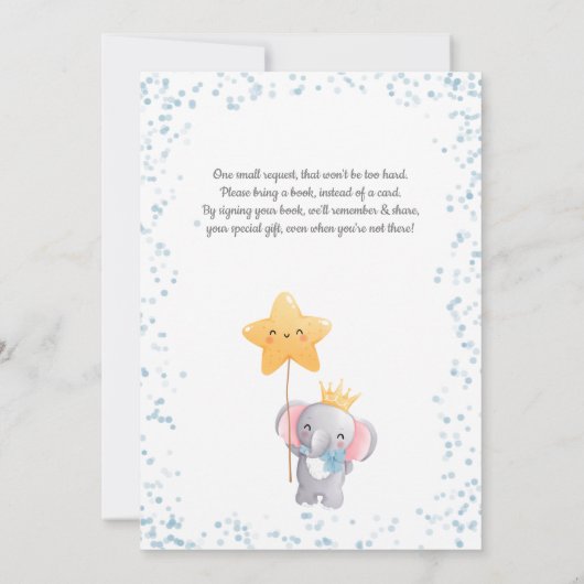 ボーイエレファントスウィートリトルピーナッツ赤ちゃんシャワー 招待状 (裏面)