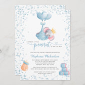 ボーイエレファントスウィートリトルピーナッツ赤ちゃんシャワー 招待状 (正面/裏面)