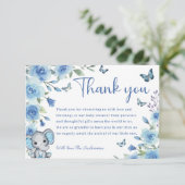 ボーイエレファントダスティブルーバラベビーシャワー サンキューカード (スタンド正面)