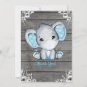 ボーイエレファントドライブバイベビーシャワー招待状ブルー 招待状 (裏面)