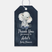 ボーイエレファントネイビーバビシャワーギフトラベルダークブルー ギフトタグ (正面)