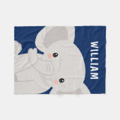 ボーイエレファントネイビーブルーパーソナライズされた フリースブランケット (正面(横))