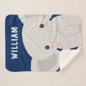 ボーイエレファントネービーブパーソナライズされたルー シェルパブランケット (正面(横))