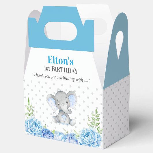 ボーイエレファントファースト誕生日パーティリトルピーナッツ フェイバーボックス (オープン)