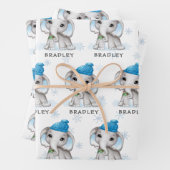 ボーイエレファントブルーウィンタークリスマスパーソナライズされた ラッピングペーパーシート (インサイチュ)