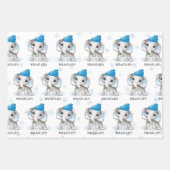 ボーイエレファントブルーウィンタークリスマスパーソナライズされた ラッピングペーパーシート (正面)