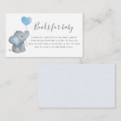 ボーイエレファントブルーベビーシャワーブックベビー エンクロージャーカード (正面/裏面)