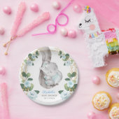 ボーイエレファントブルー金ゴールドフローラ緑ベビーシャワー ペーパープレート (パーティー)