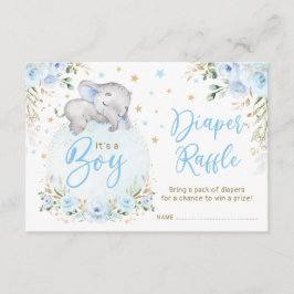 ボーイエレファントブルー金ゴールドムーンスターおむつラッフル エンクロージャーカード