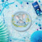 ボーイエレファントベビーシャワーブルー ペーパープレート (パーティー)