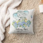 ボーイエレファントベビー誕生統計ピロー クッション (ブランケット)