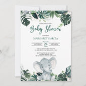 ボーイエレファ男女兼用ントベビーシャワー  招待状 (正面)