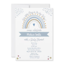 ボーイオンザウェイレインボーベビーシャワー招待状