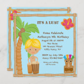 ボーイオンボンゴルアウ(ハワイ式宴会)スクエア誕生日招待状 招待状 (正面/裏面)
