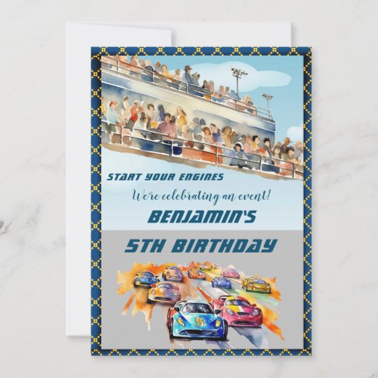 ボーイオートカーレーステーマ5thバースデーパーティー 招待状 (正面)
