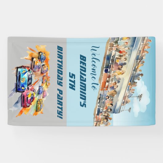 ボーイオートレーステーマ5thバースデーパーティバナー 横断幕 (横)