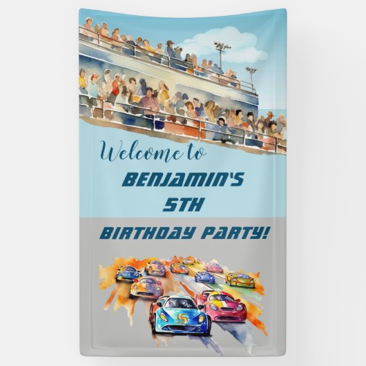 ボーイオートレーステーマ5thバースデーパーティバナー 横断幕 (縦)