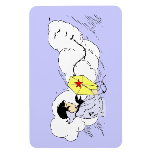 ボーイカイト飛んでいるプレミアムフレキシマグネット マグネット (縦)