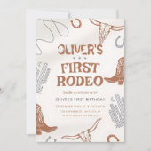 ボーイカウボーイのファーストロデオ誕生日招待状 招待状 (正面)