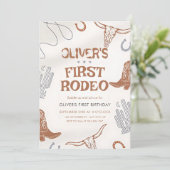 ボーイカウボーイのファーストロデオ誕生日招待状 招待状 (スタンド正面)