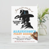 ボーイカウボーイ誕生日招待状、編集可能マイ1st 招待状 (スタンド正面)