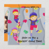 ボーイカスタムフォトロックウォール誕生日招待状 招待状 (正面/裏面)